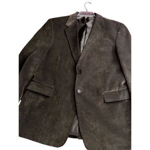 Adolfo Mens Corduroy Blazer Jacket 44R Brown Single-Breasted Classic Style‎